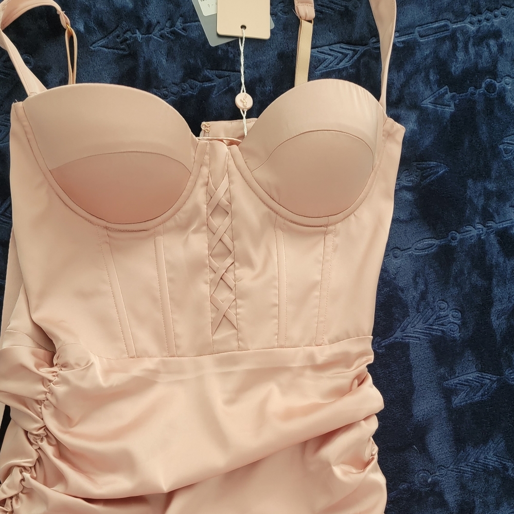 Satin Peach Corset Dress